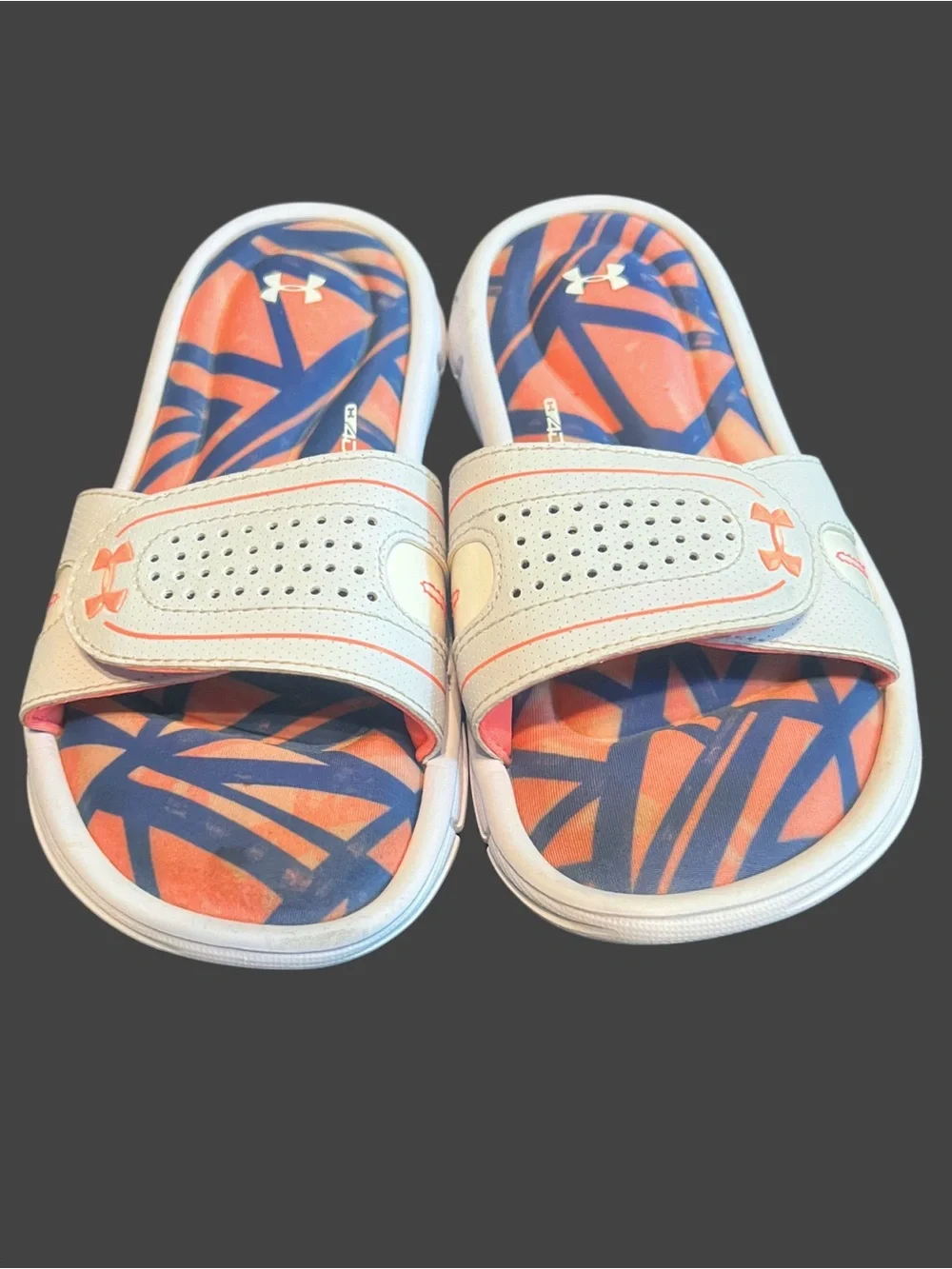 Under Armour Youth White Slide Water Sandals Sz 2